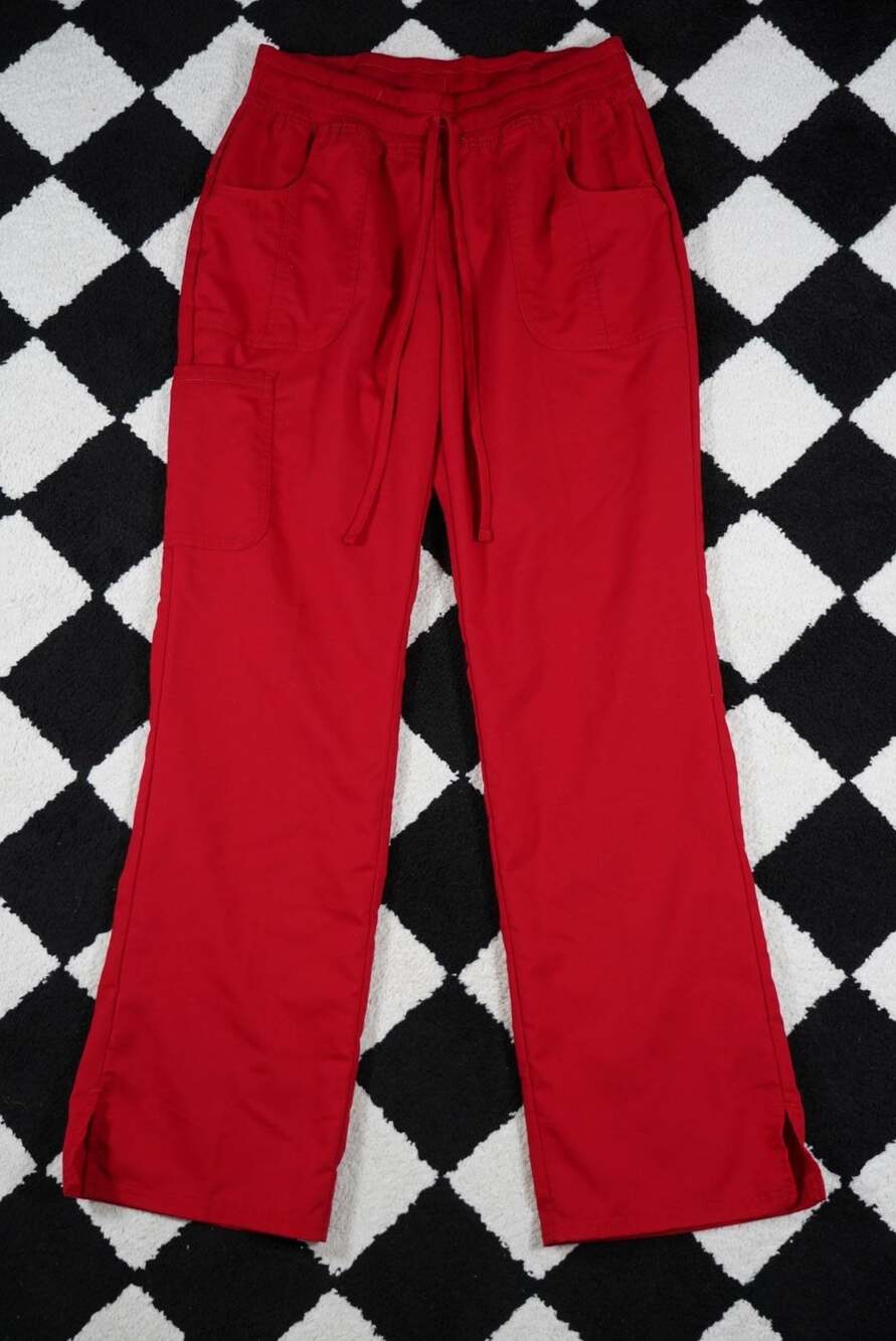 Scrub Star Women's Heart Breaker Low Rise Drawstring Cargo Scrub Pants - Red